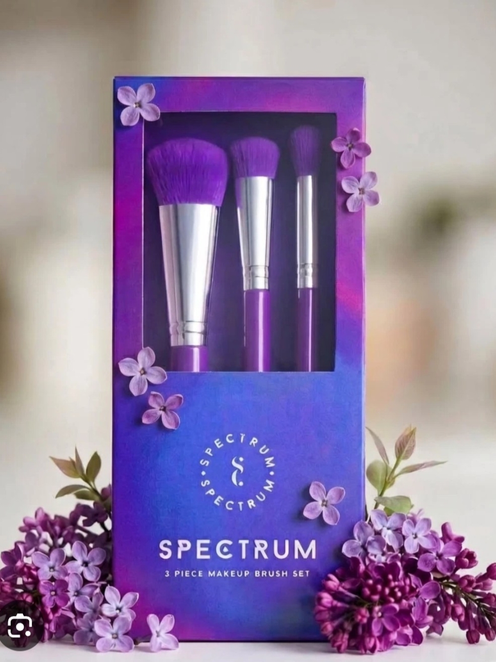 3-Piece Purple Makeup Brush Set